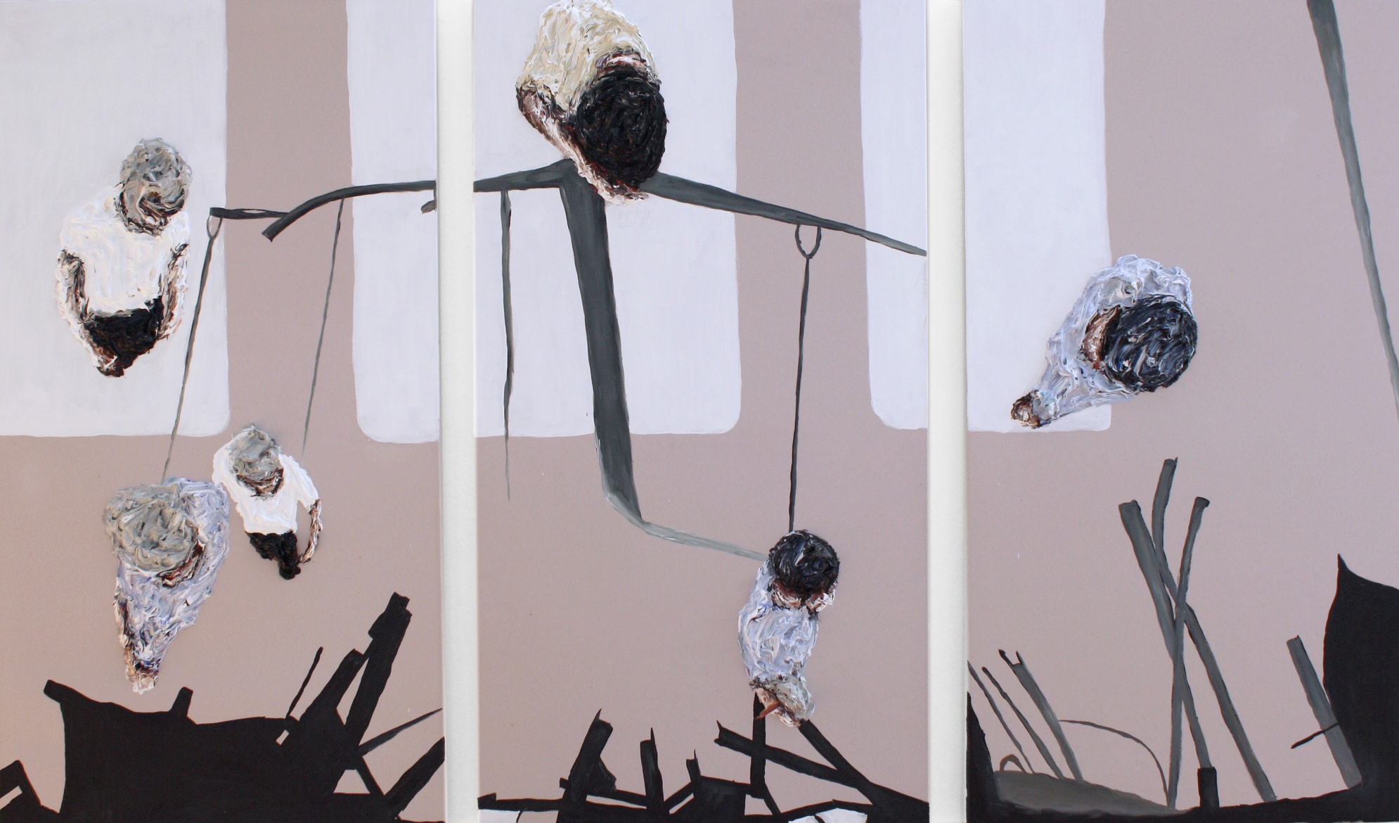 Untitled', 2015, oil on canvas, 3 panels each 130 x 70 cm, display size ca. 130 x 230cm