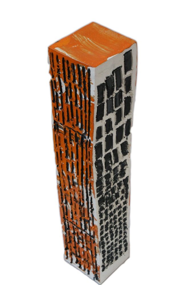 ’Tower 4’, ceramic and paint, 
14.5 x 14.5 x 75 cm