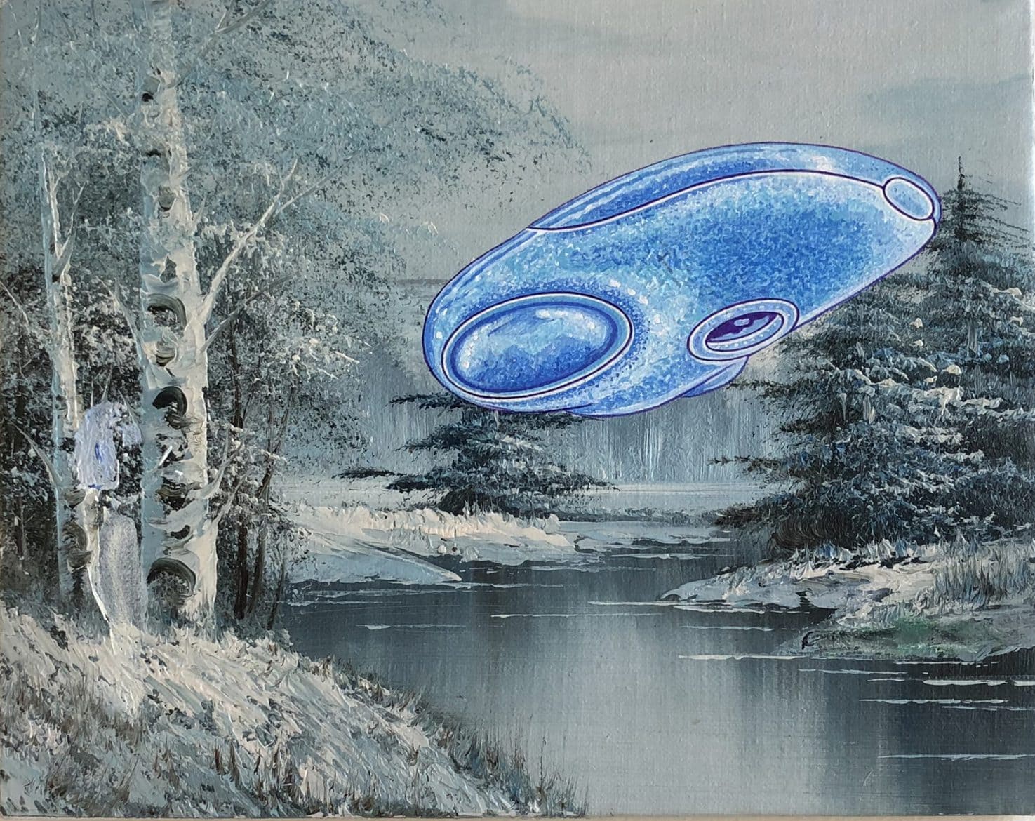 Tim Johnson and Daniel Bogunovic, 'eBay Blue Oyster Cult', 2019, acrylic on sourced canvas  painting, 20 x 25 cm