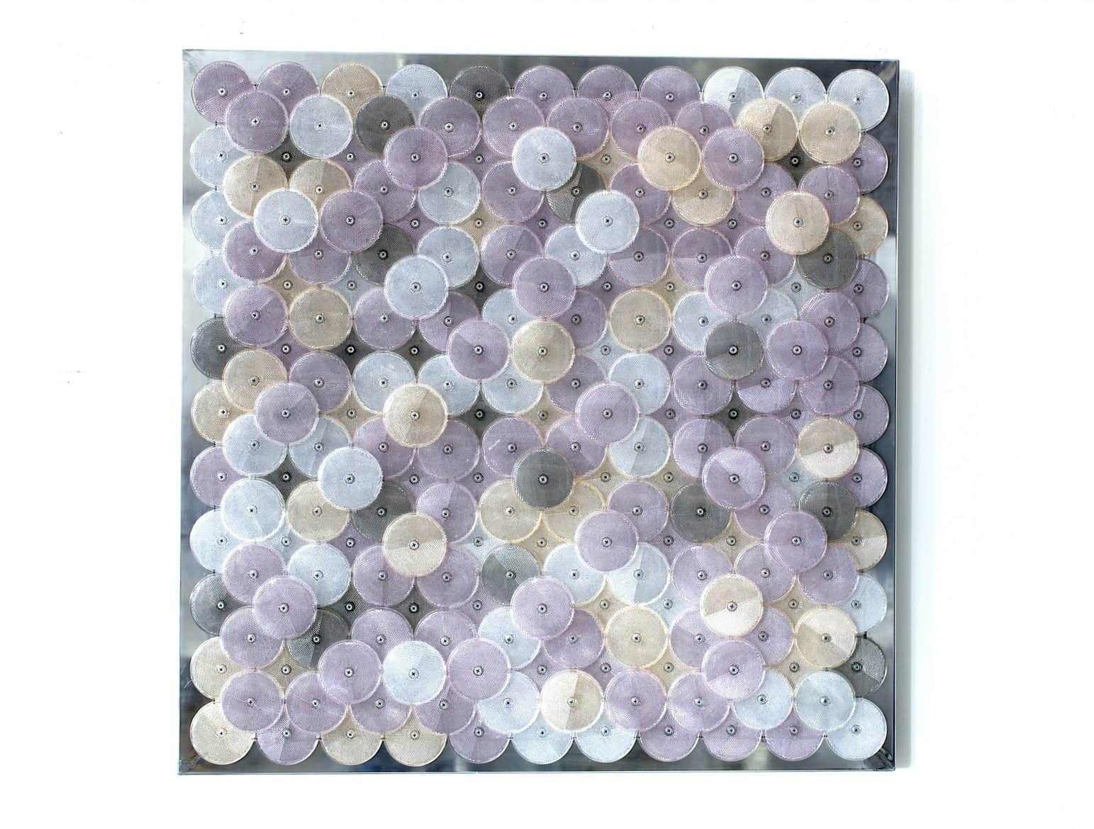 'Dust (purple)', 2019, customised corner reflectors, polished aluminium, 97 x 97 cm