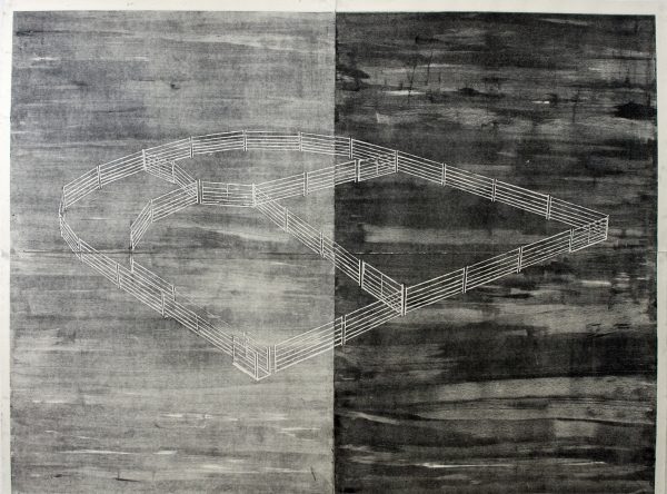 Liam Garstang, 'Holding Yard', 2019, drypoint on Hahnemühle 300, 126 x 168 cm, unique