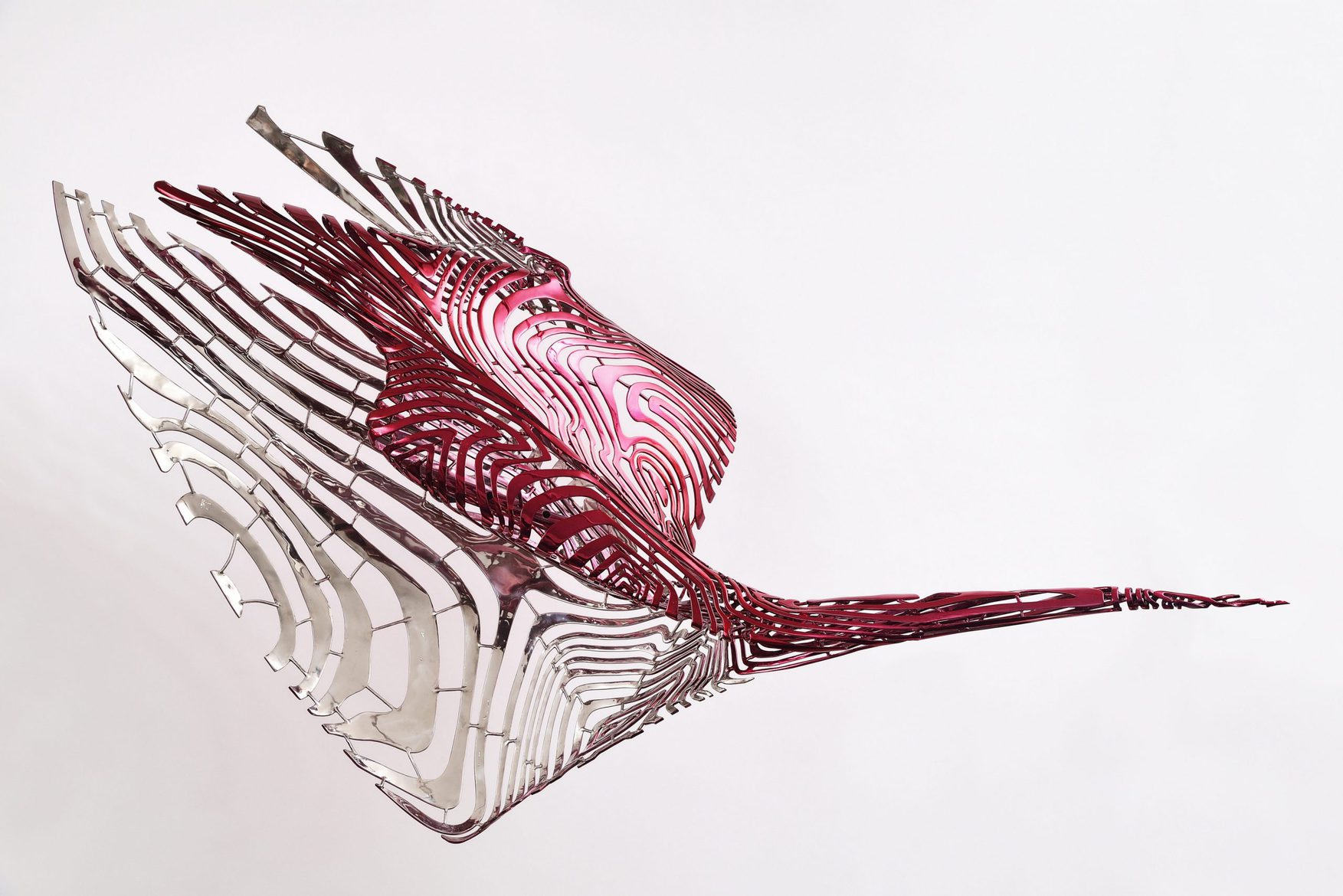 ‘Come to the Edge 2’, 2012, stainless steel, red fluoropolymer, 96 x 161 x 49 cm, edition 1 of 5 + 1AP