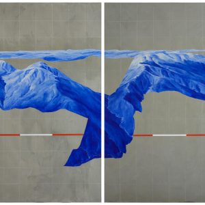 Piers Greville, 'Weizmann Experiment (You are Here), 2019, oil and concrete on board, diptych, 120 x 180 cm overall