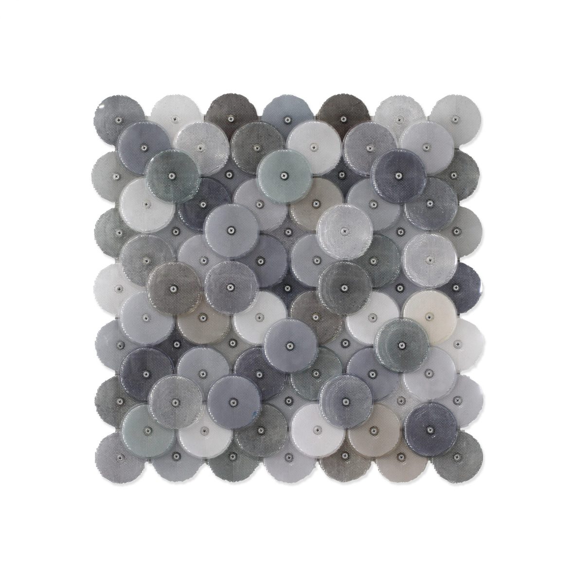 ‘Dust (Stone and Grey)', 2020, customised corner cube reflectors on aluminium, 60 x 60 cm