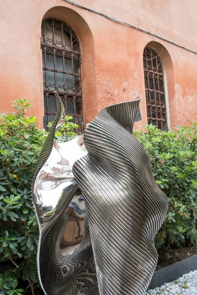 Installation view of Andrew Roger's "We Are" sculptures in the garden of Palazzo Mora on Monday, May 8, 2017 during the Biennale di Venezia. Photograph by Casey Kelbaugh