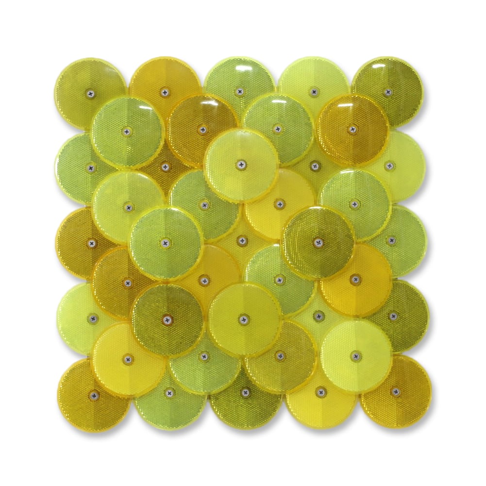 'Dust (Yellow)', 2020, customised corner reflectors, 42 x 42cm