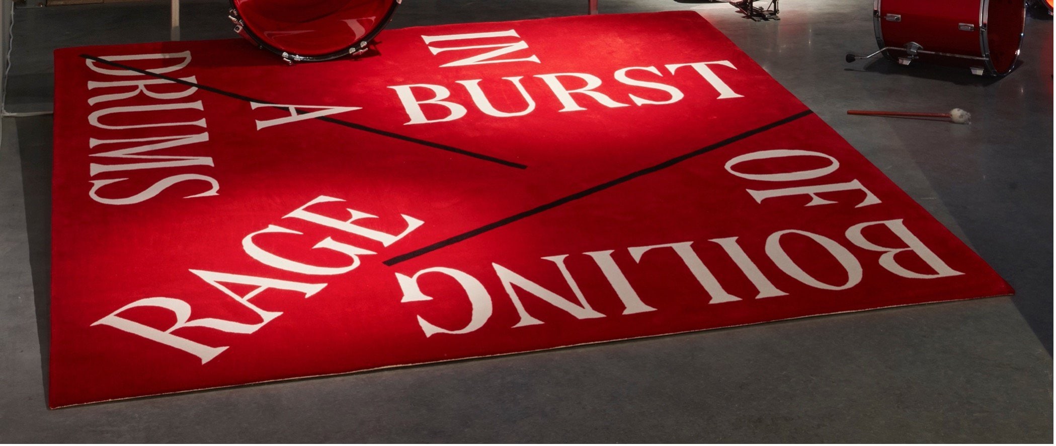 ‘A Burst of Boiling Rage’, 2021-2022, Rug (designed with Elliott Bryce Foulkes), 100% NZ wool rug, 220 x 220cm