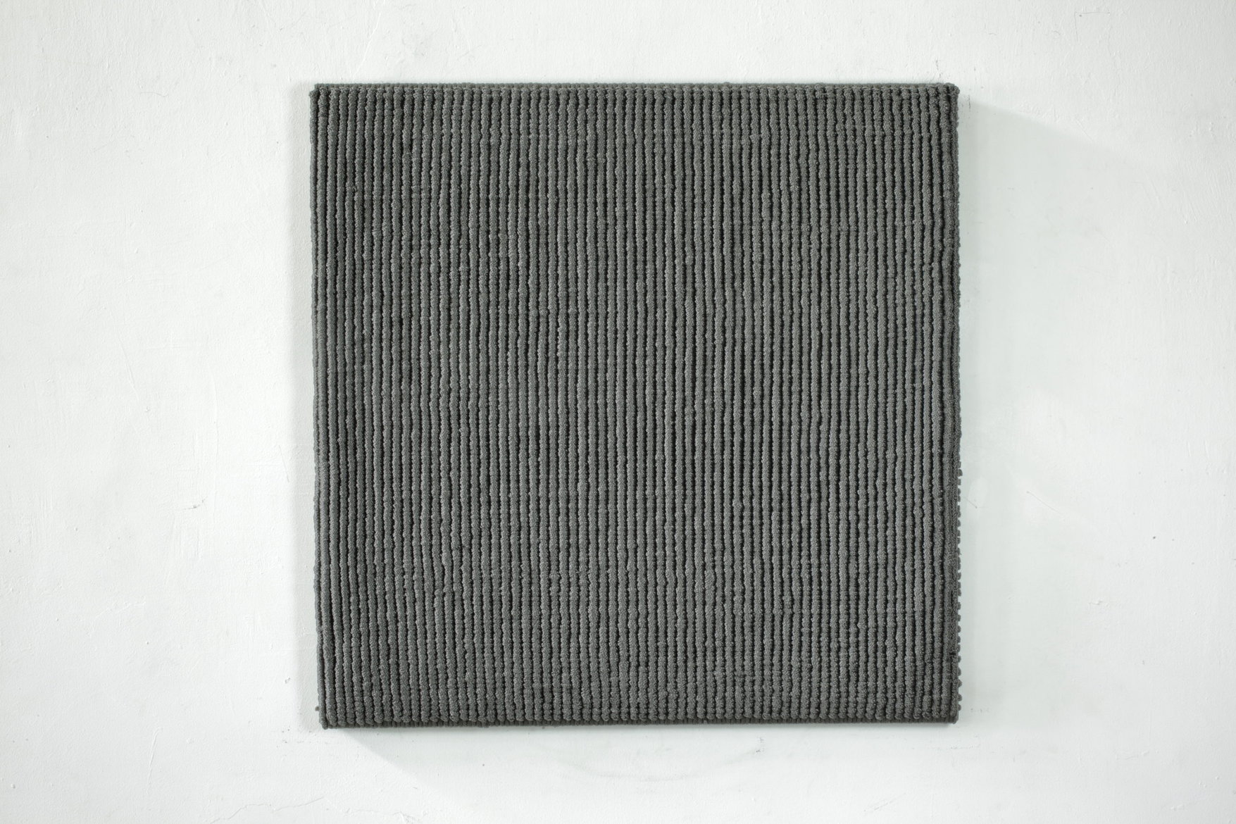 'Between Grey', 2022, polyester and polypropylene rope on polished aluminium frame, 110 x 110 x 8cm