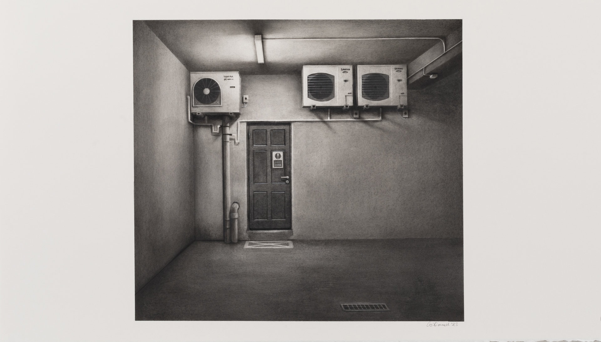 ‘Keep Clear’, 2023, charcoal on paper, 42 x 74 cm, unframed