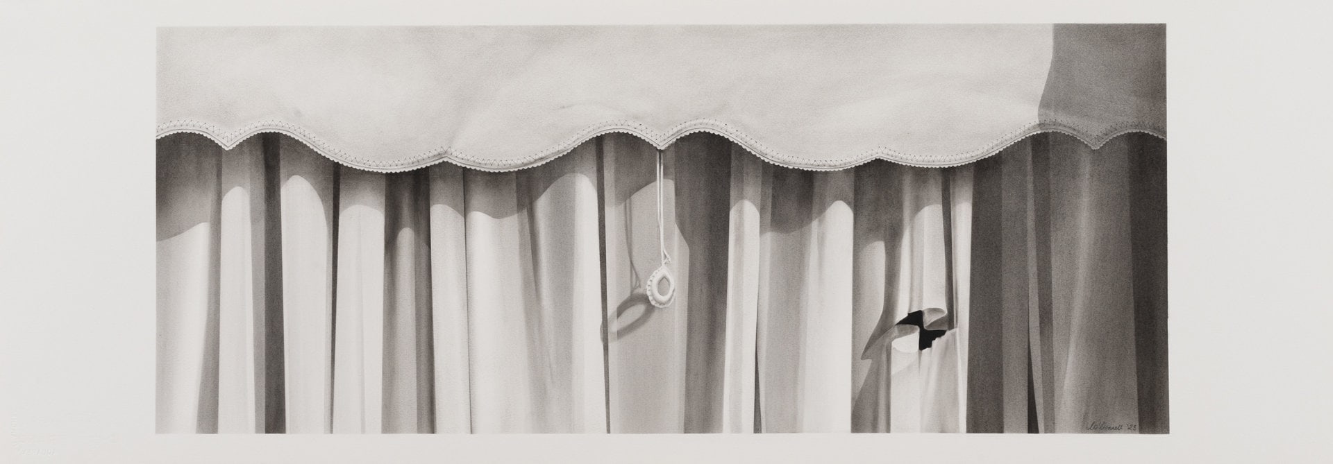 ‘Waiting’, 2023, charcoal on paper, 60 x 102 cm, unframed