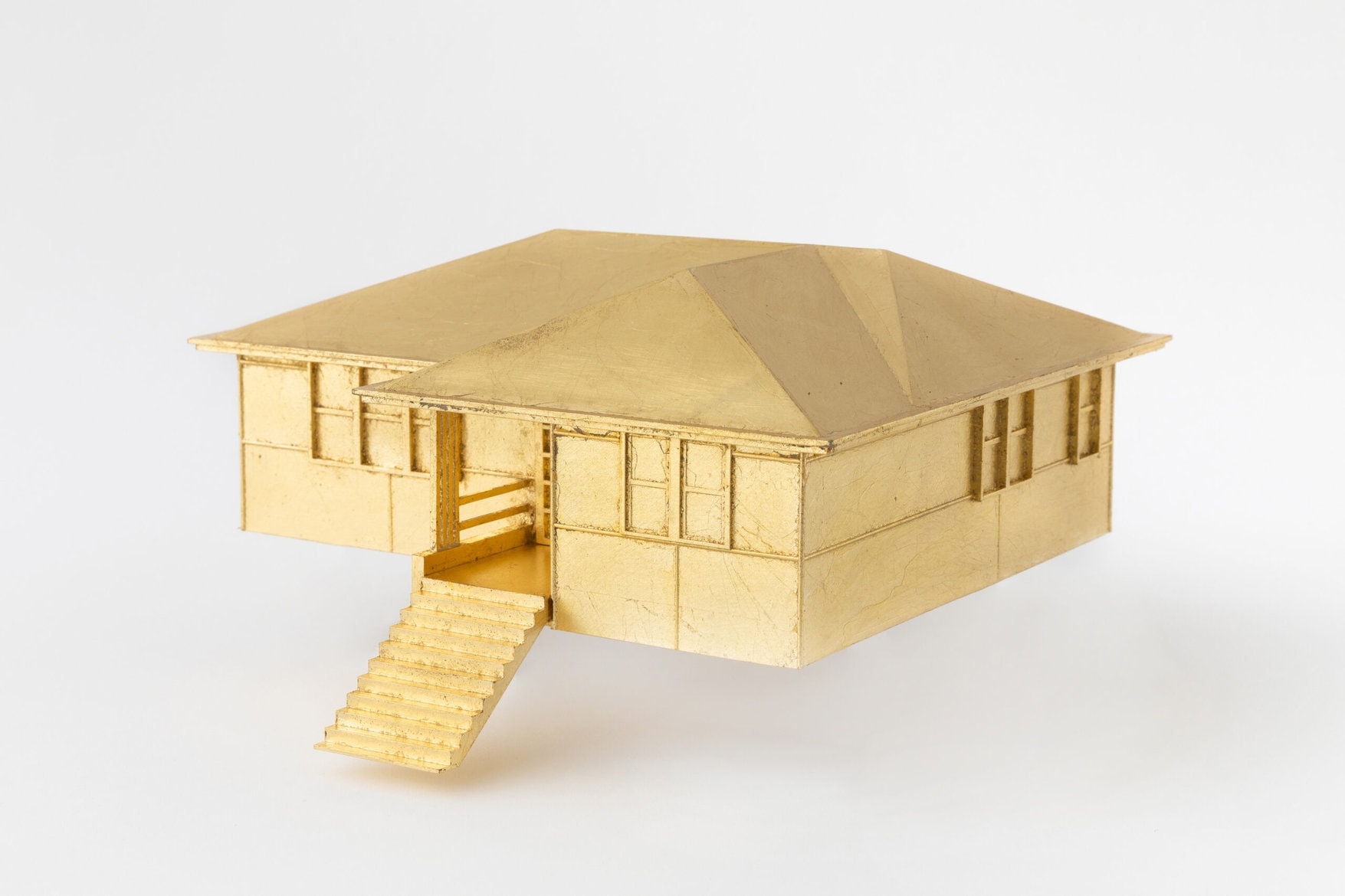 ‘Golden House Series: House 2’, 2022-23, stereolithographic model and gold leaf, 13 x 26 x 33 cm (size varies), edition of 2