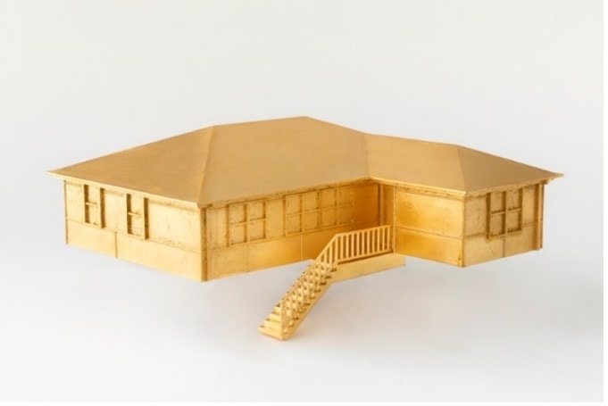 ‘Golden House Series: House 1’, 2022-23, stereolithographic model and gold leaf, 13 x 26 x 33 cm (size varies), edition of 3