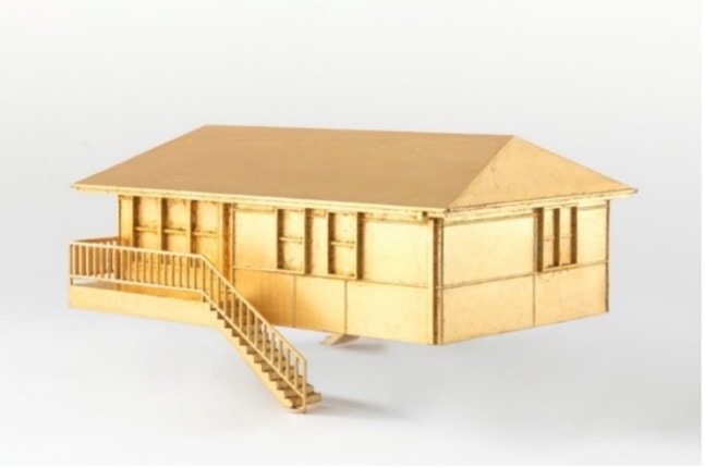 ‘Golden House Series: House 3’, 2022-23, stereolithographic model and gold leaf, 13 x 26 x 33 cm (size varies), edition of 2