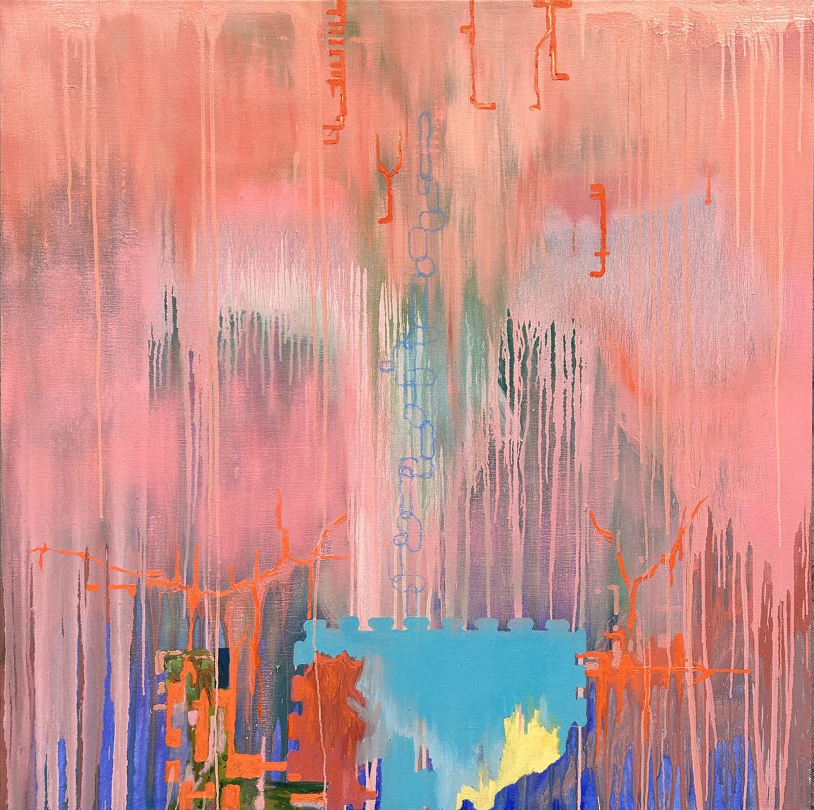 ‘Pink Variance 5’, 2022, oil and acrylic on Belgian Linen,140 x 140 cm