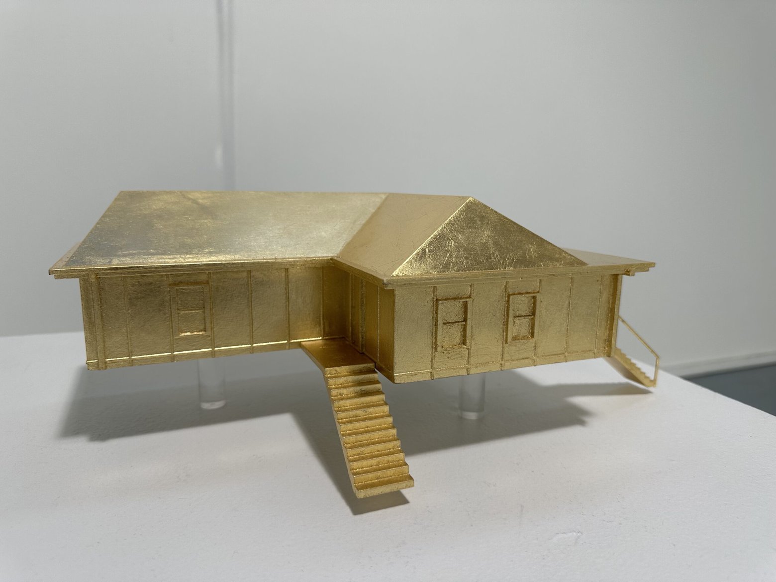 ‘Golden House Series: House 6’, 2022-23, stereolithographic model and gold leaf, 13 x 26 x 33 cm (size varies), edition of 2